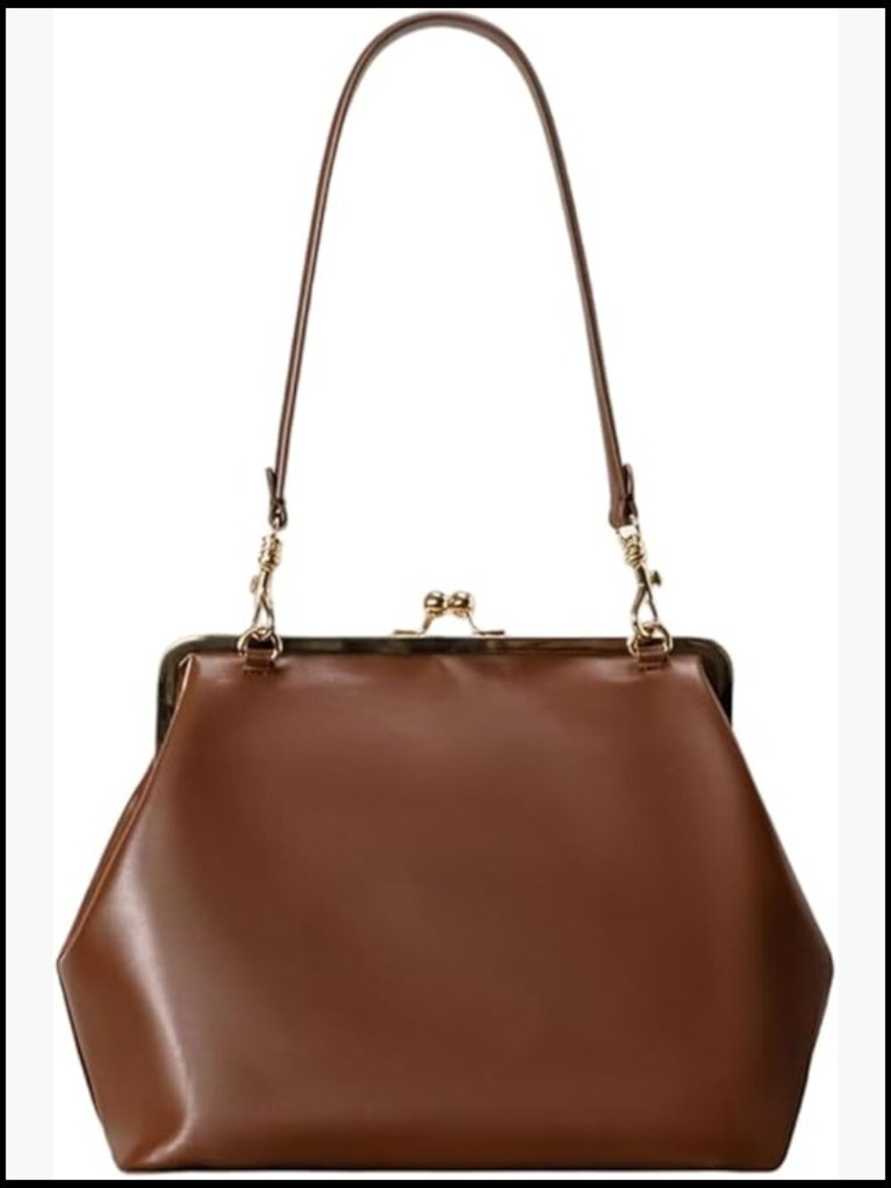 Slouchy Kiss Lock Crossbody Bag Crescent Hobo Shoulder Purse Faux Leather